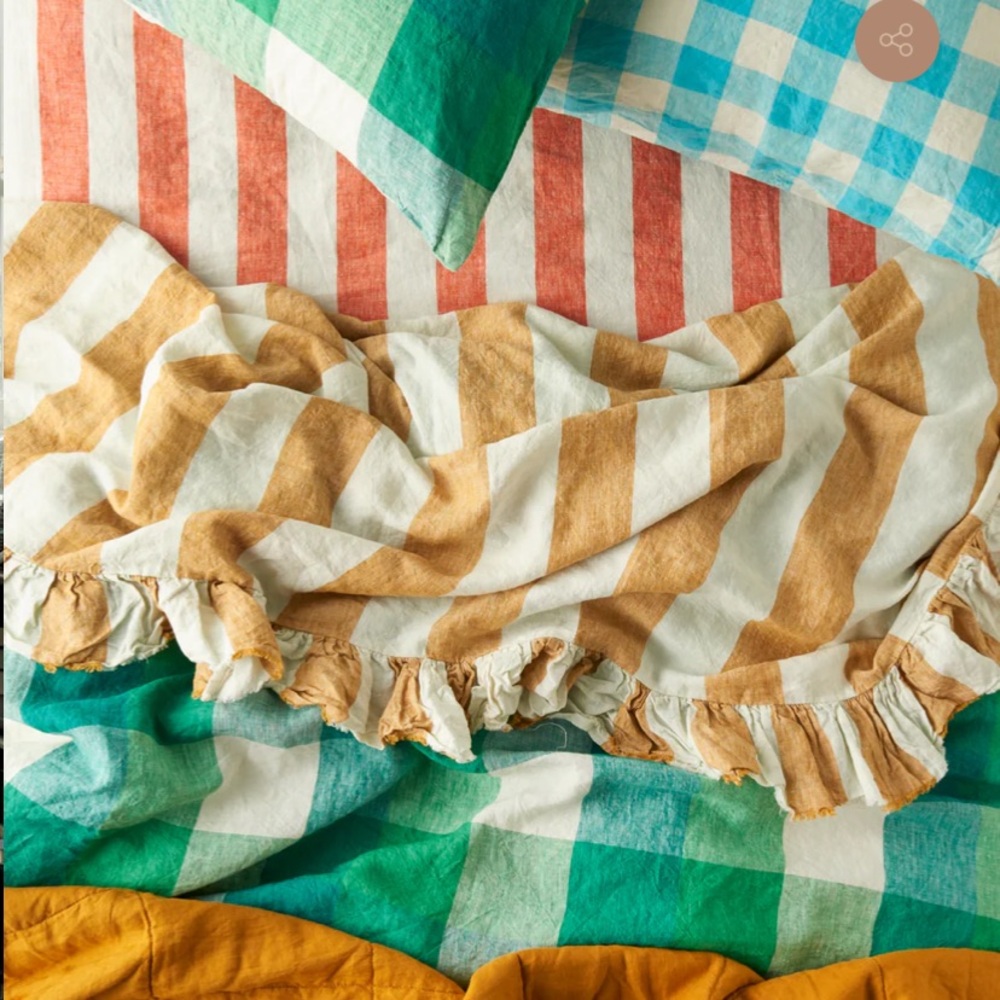 Society of Wanderers Fitted Green Check Queen Bed Sheet